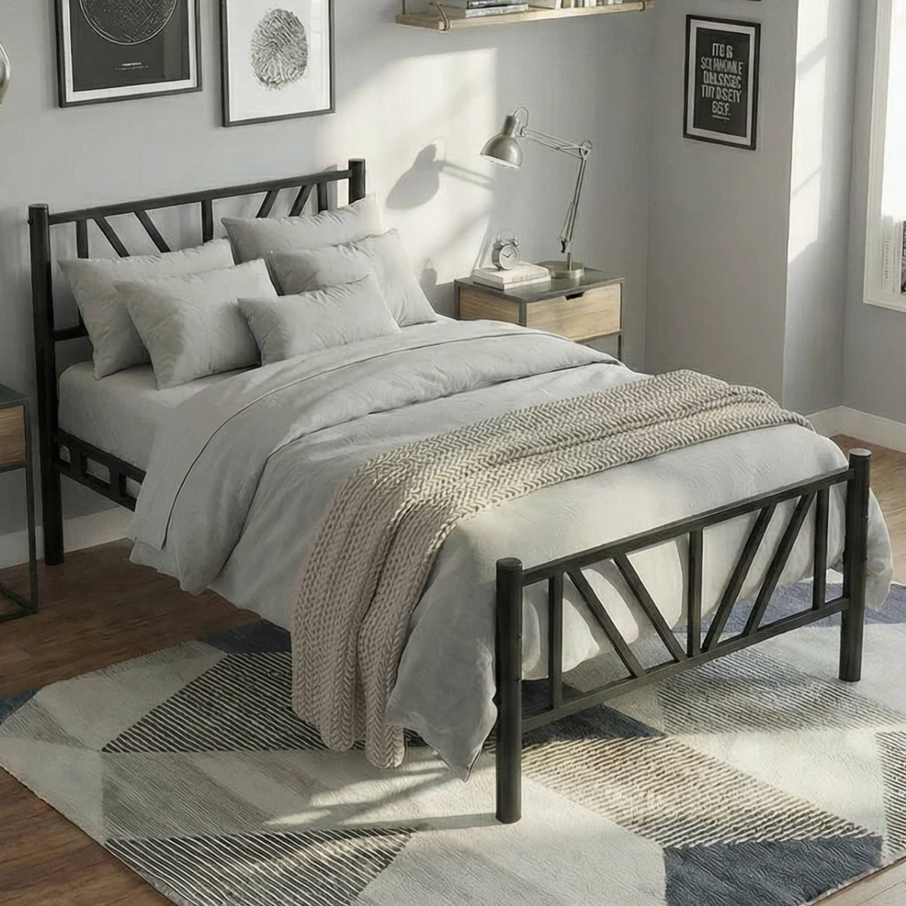 Smyrna Single Metal Bedstead 100x200 Black