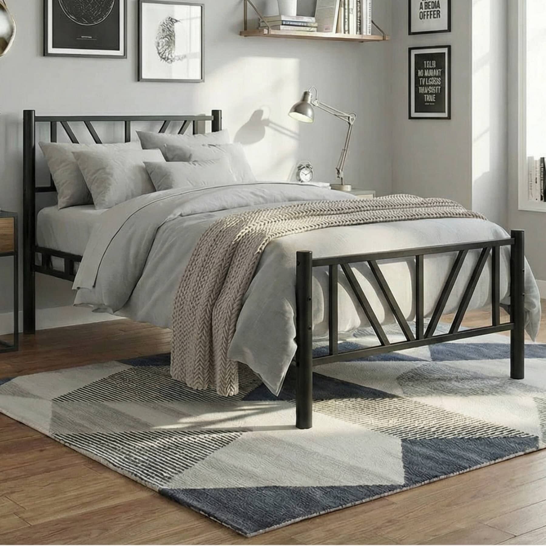 Smyrna Single Metal Bedstead 120x200 Black