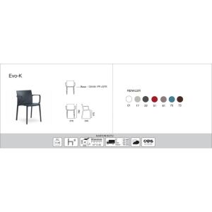 Evo-K Koyu Kırmızı Kollu Mutfak Sandalyesi PPT1092