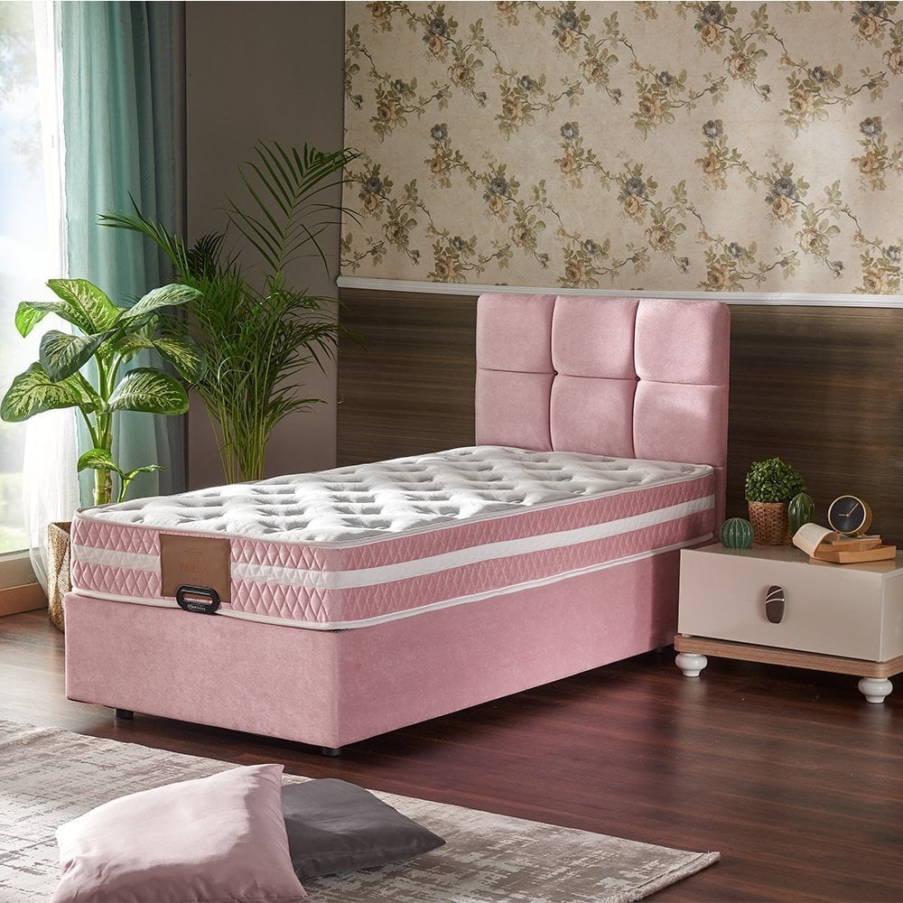 Perla 90x190 Single Mattress, Divan Base, and Headboard Set PV102