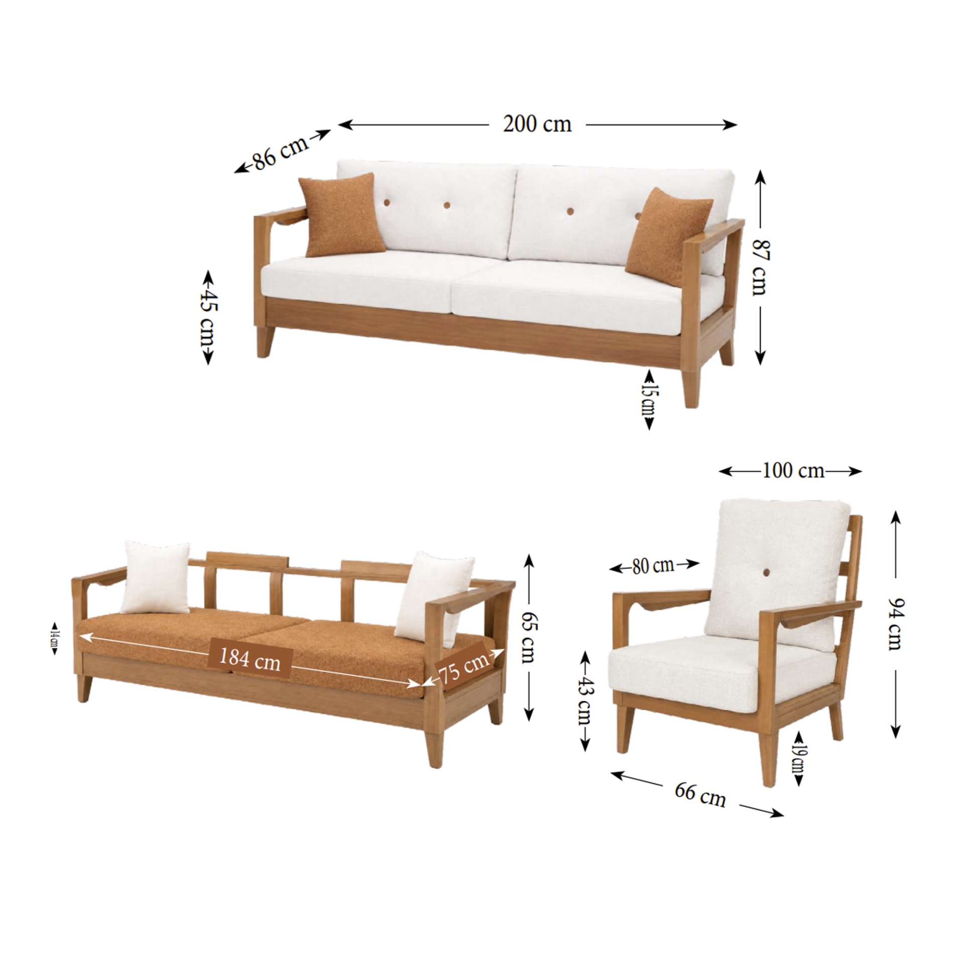 MD Flamingo Scandinavian Sofa Set MDN112