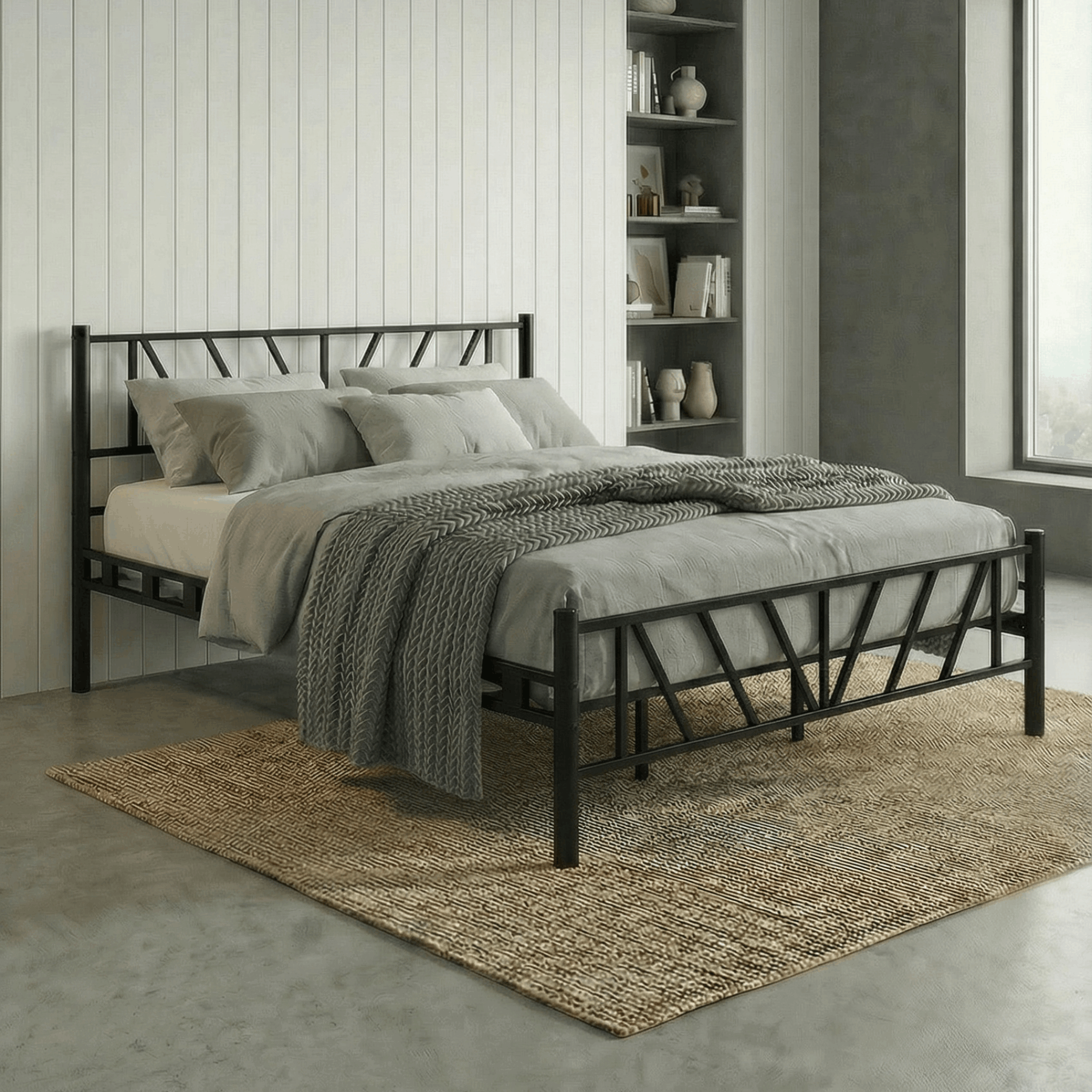 Smyrna Çift Kişilik Metal Karyola 150x200 Siyah