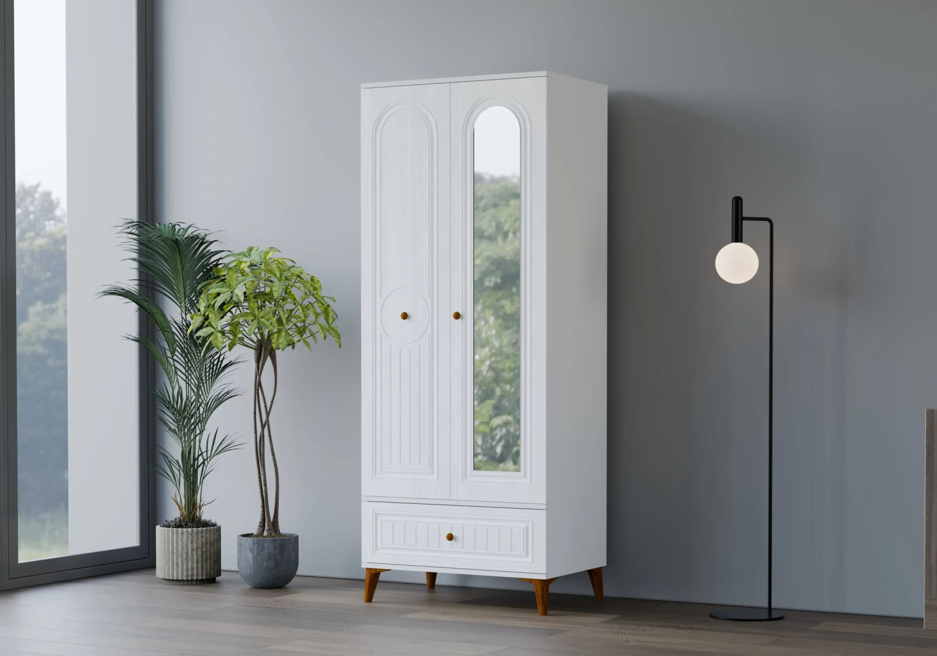 Carina Bohem Beyaz 2 Kapılı Dolap TN0199