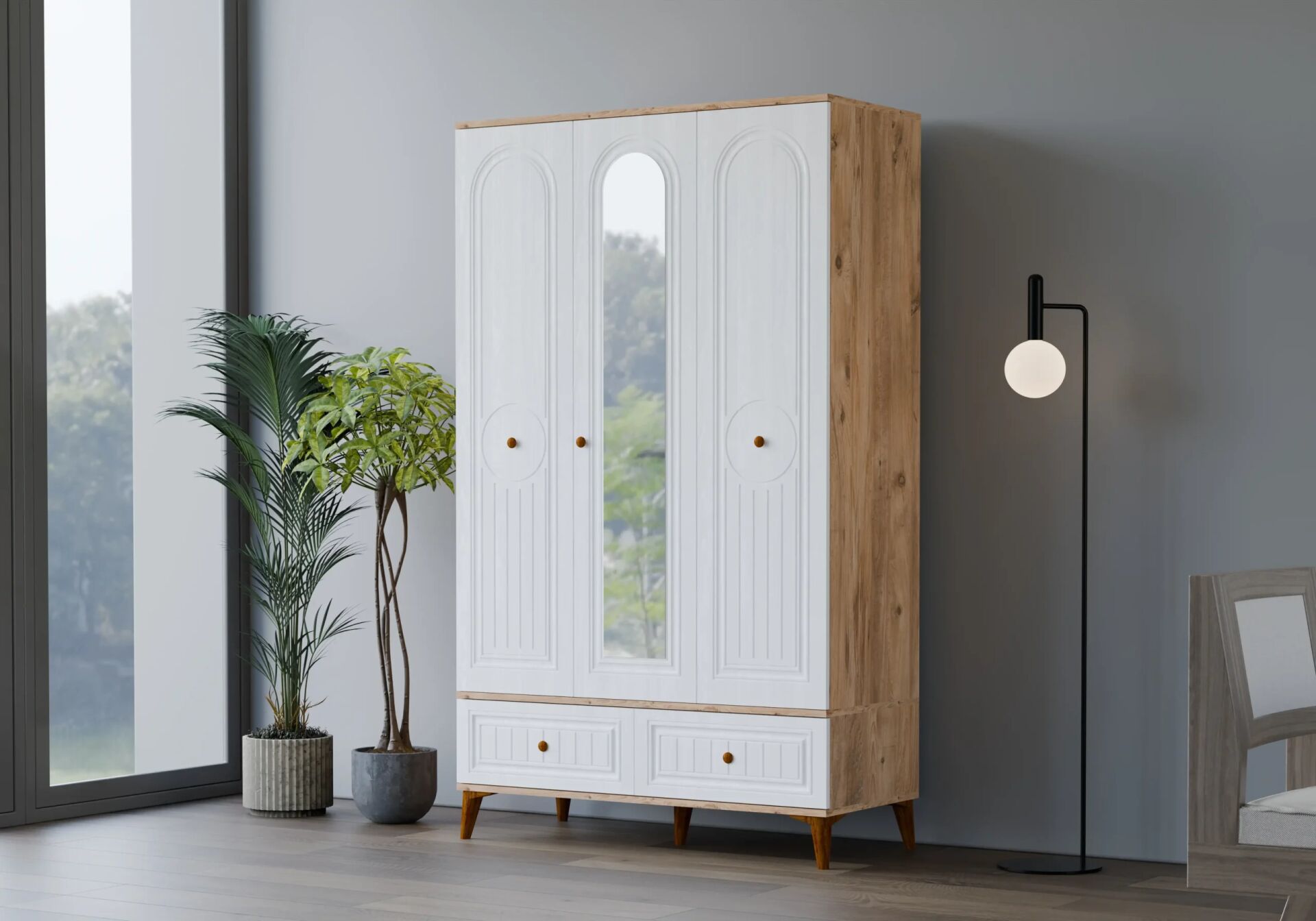 Carina Bohem Atlantik Çam 3 Kapılı Dolap TN0201