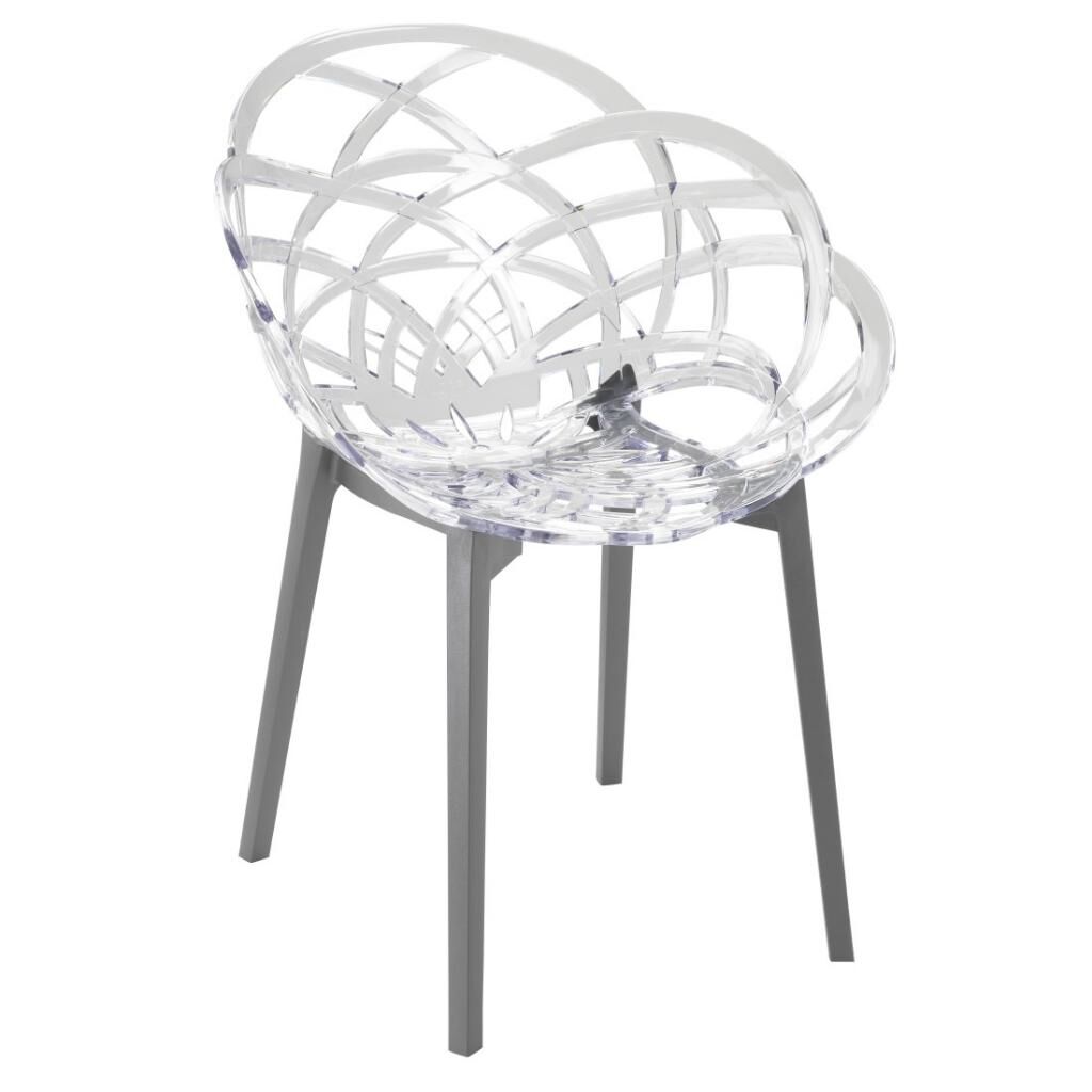 Flora Şeffaf Transparan - Antrasit Sandalye PPT1101