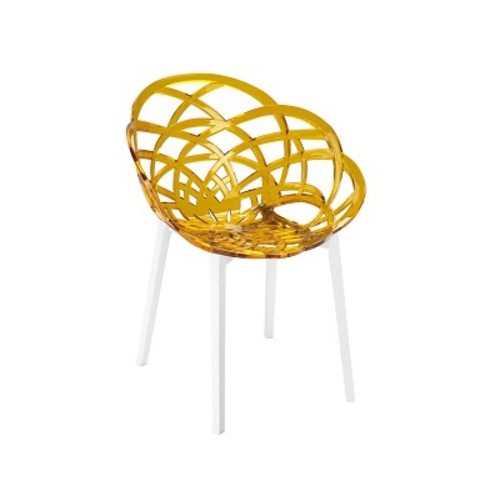 Flora Açık Turuncu Transparan - Beyaz Sandalye PPT1106