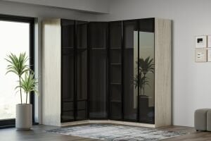 Royal Gardırop Köşe Takımı % 100 MDF - Traverten