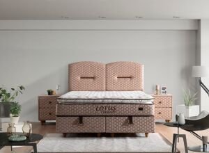 Lotus 180x200 Çift Kişilik Yatak, Baza, Başlık Seti MBL1006