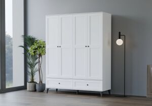 Carina Vintage Beyaz 4 Kapılı Dolap TN0211