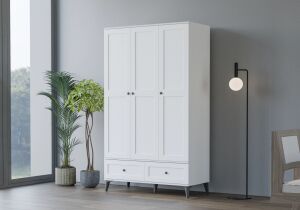Carina Vintage Beyaz 3 Kapılı Dolap TN0212
