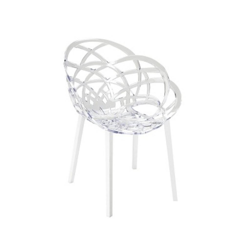 Flora Şeffaf Transparan - Beyaz Sandalye PPT1113