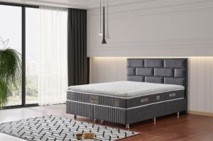 Stone 140x190 Çift Kişilik Yatak, Baza, Başlık Seti MBL1011