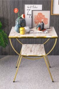 MD Gold Metal Yan Sehpa Efes Beyaz