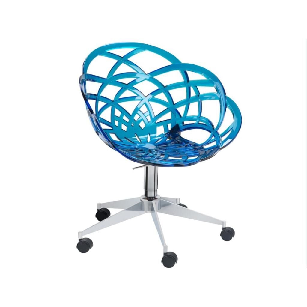 Flora Şef Mavi Transparan - Krom Kaplama Sandalye PPT1117