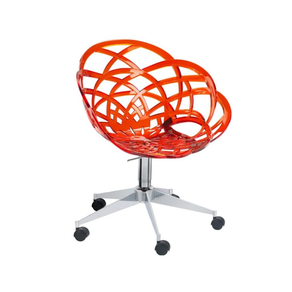 Flora Şef Kırmızı Transparan - Krom Kaplama Sandalye PPT1119