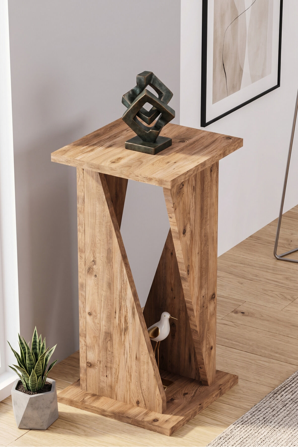 Yan Sehpa Modern Zigon Sehpa Dekoratif Çok Amaçlı Sehpa Vizyon 6034 Atlantik Çam