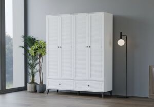 Carina Naz Beyaz 4 Kapılı Dolap TN0225