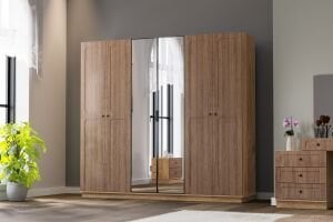 Vintage Yatak Odası Takımı %100 MDF - Atlantik Çam / Ceviz TN0106