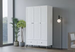 Carina Naz Beyaz 3 Kapılı Dolap TN0226