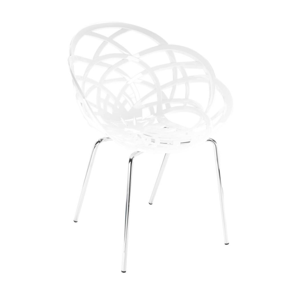 Flora-ML Solid Beyaz - Krom Kaplama Sandalye PPT1124