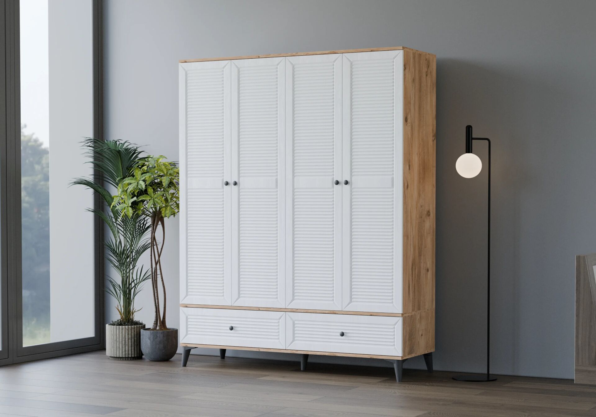 Carina Naz Atlantik Çam 4 Kapılı Dolap TN0228