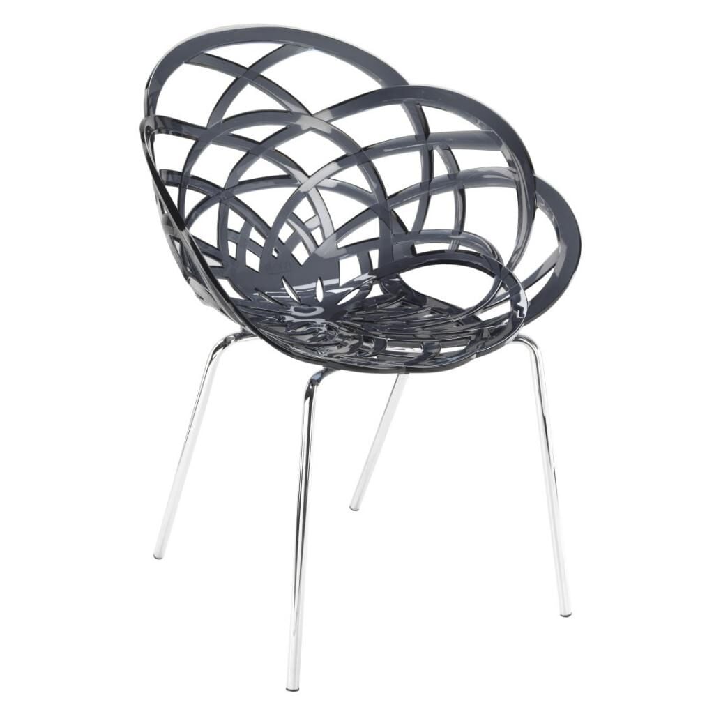 Flora-ML Füme Transparan - Krom Kaplama Sandalye PPT1126