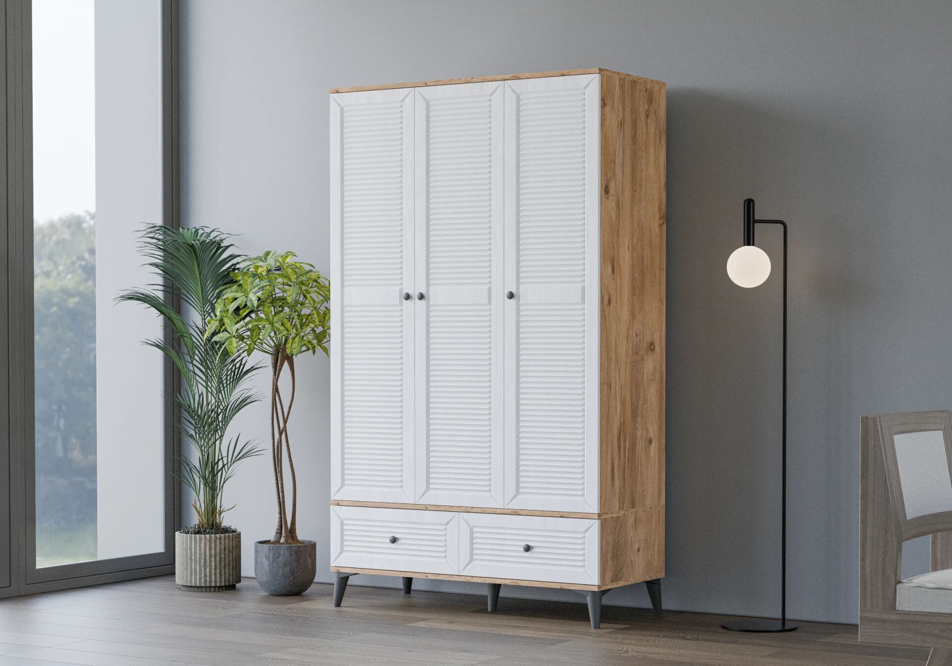 Carina Naz Atlantik Çam 3 Kapılı Dolap TN0229