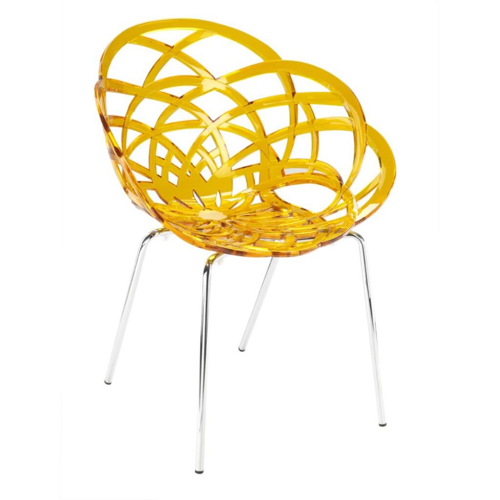 Flora-ML Açık Turuncu Transparan - Krom Kaplama Sandalye PPT1127