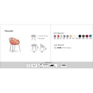 Flora-ML Açık Turuncu Transparan - Krom Kaplama Sandalye PPT1127