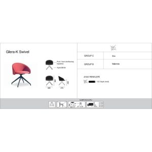 Glera-K Swivel Soft VALENCIA PINK - Siyah Kollu Sandalye PPT1131