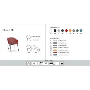 Globe-K ML Turkuaz Mavi - Antrasit Kollu Sandalye PPT1133
