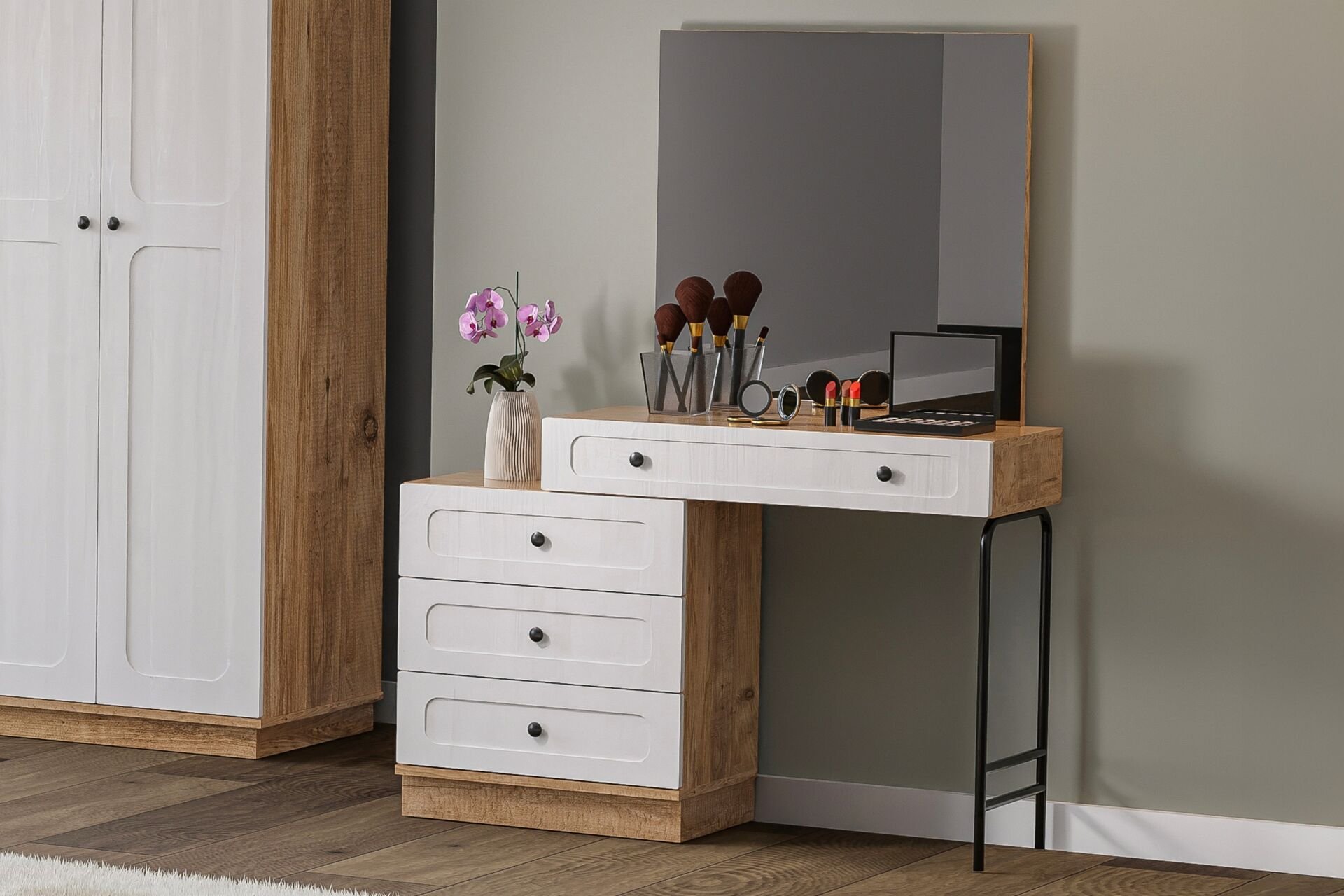 Vintage Şifonyer - Atlantik Çam / Beyaz TN0120