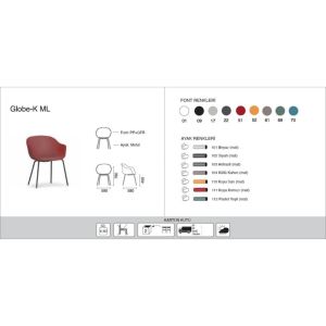 Globe-K ML Koyu Kırmızı - Antrasit Kollu Sandalye PPT1135