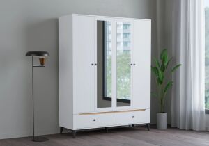Carina Beyaz 4 Kapılı Dolap TN0239