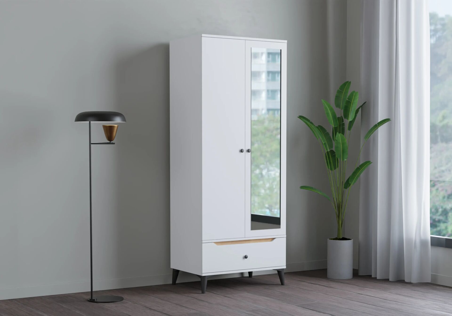 Carina Beyaz 2 Kapılı Dolap TN0241