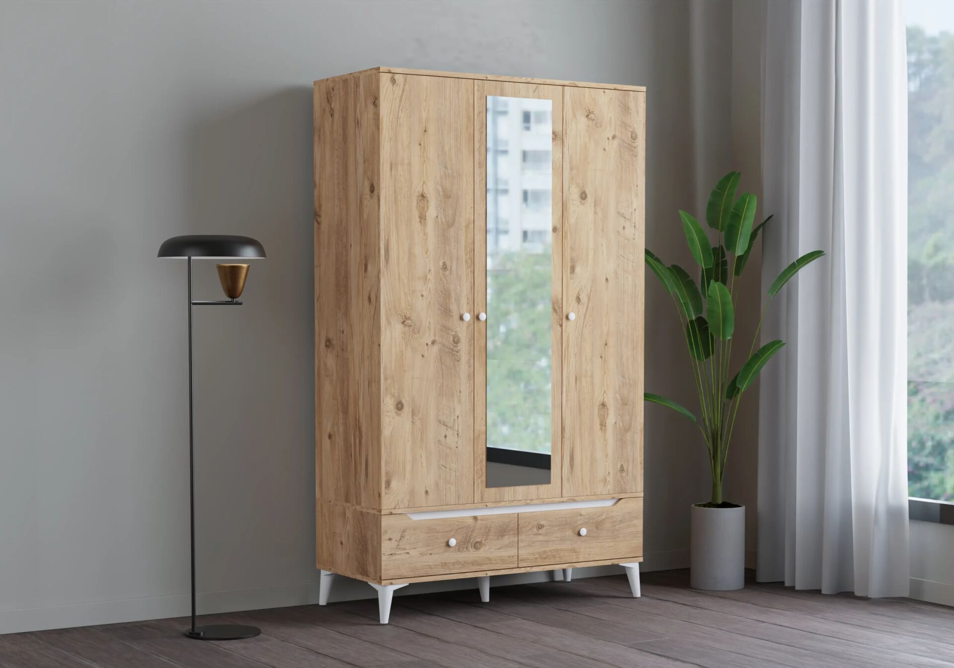 Carina Atlantik Çam 3 Kapılı Dolap TN0243