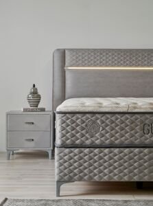 Gusto Gri 160 x 200 Çift Kişilik Yatak, Baza, Başlık Seti CB3304