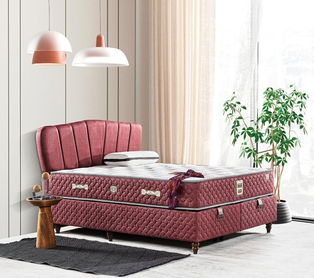 Pink 140X190 Çift Kişilik Yatak, Baza, Başlık Seti EY2015