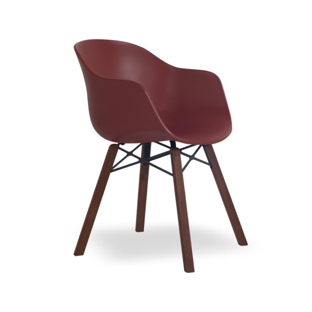 Globe-K Wox (iroko) Koyu Kırmızı - Iroko Ahşap Ayaklı Kollu Sandalye PPT1149