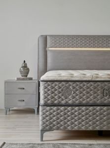 Gusto Gri 180 x 200 Çift Kişilik Yatak, Baza, Başlık Seti CB3304