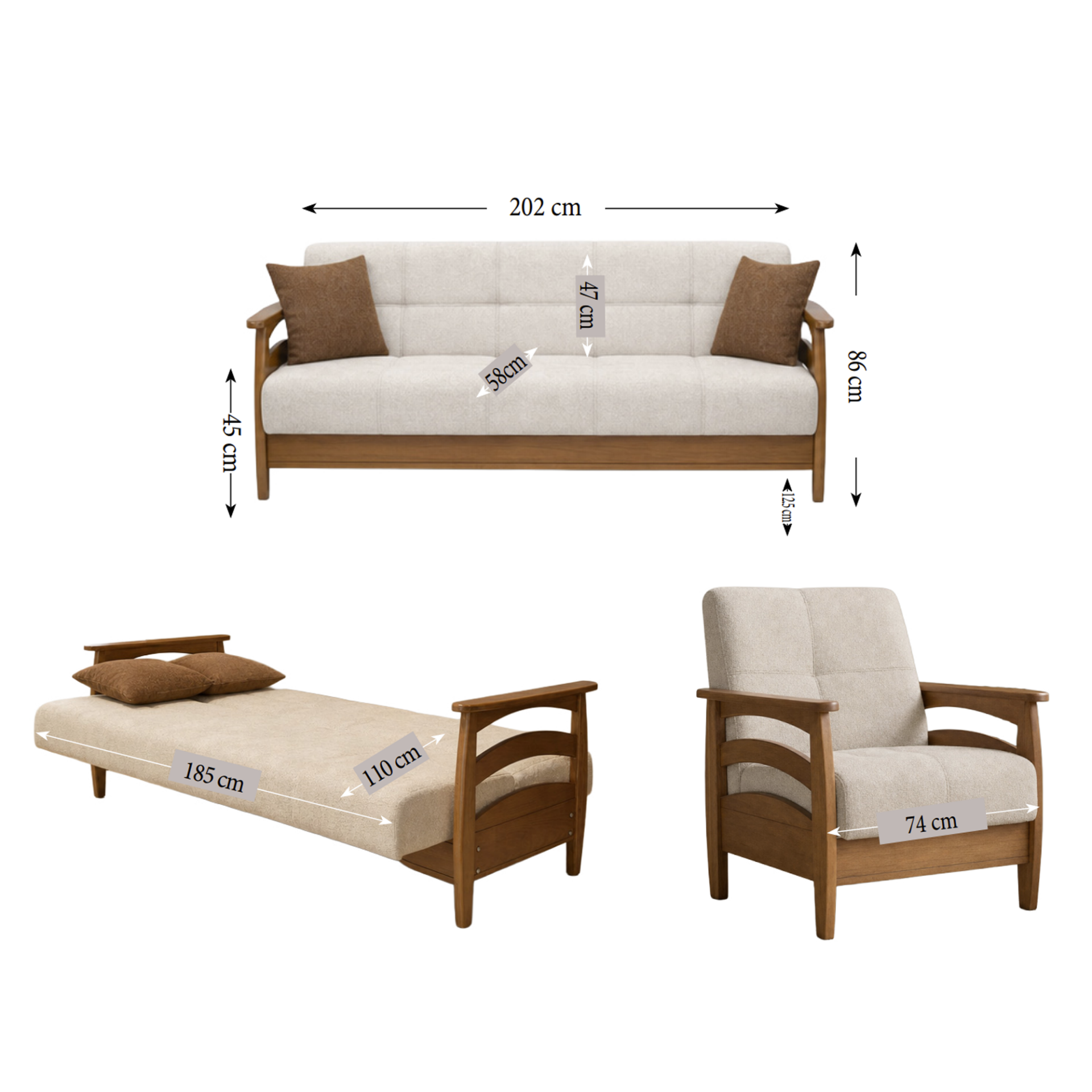 MD Efes Scandinavian Sofa Set MDN103