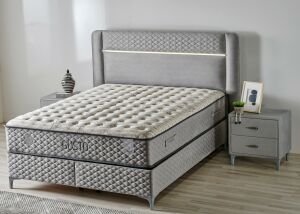 Gusto Gri 200 x 200 Çift Kişilik Yatak, Baza, Başlık Seti CB3304