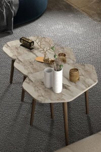 MD Trio Zigon Sehpa Bej 3'lü