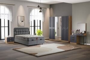 Mira Yatak Odası Takımı %100 MDF - Atlantik Çam / Antrasit