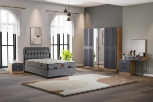 Mira Yatak Odası Takımı %100 MDF - Atlantik Çam / Antrasit TN0131
