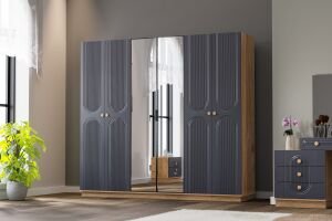 Mira Yatak Odası Takımı %100 MDF - Atlantik Çam / Antrasit