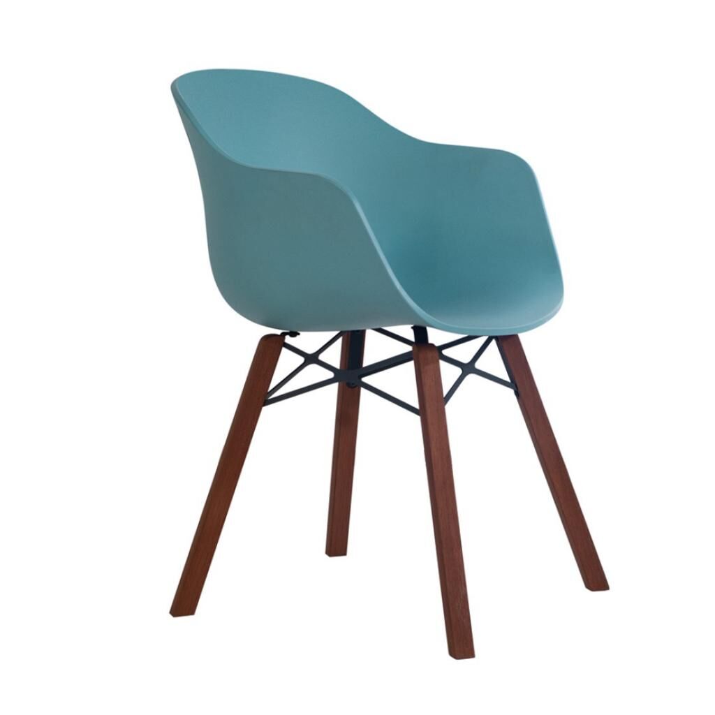 Globe-K Wox (iroko) Turkuaz Mavi - Iroko Ahşap Ayaklı Kollu Sandalye PPT1151