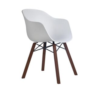 Globe-K Wox (iroko) Beyaz - Iroko Ahşap Ayaklı Kollu Sandalye PPT1153