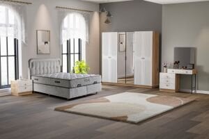 Mira Yatak Odası Takımı %100 MDF - Atlantik Çam / Beyaz TN0136