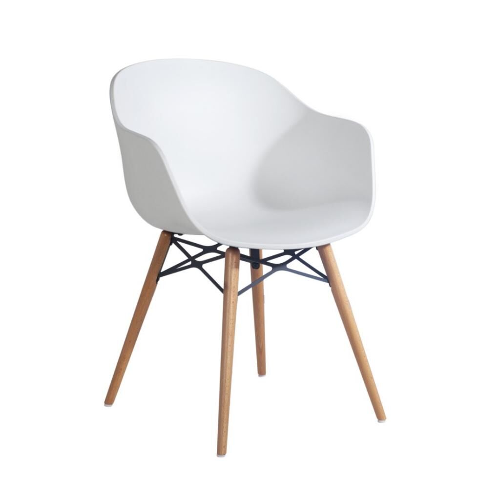 Globe-K Wox (kayın) Beyaz - Kayın Ahşap Ayaklı Kollu Sandalye PPT1155